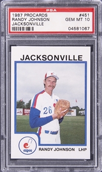 1987 ProCards Jacksonville #451 Randy Johnson Rookie Card - PSA GEM MT 10 